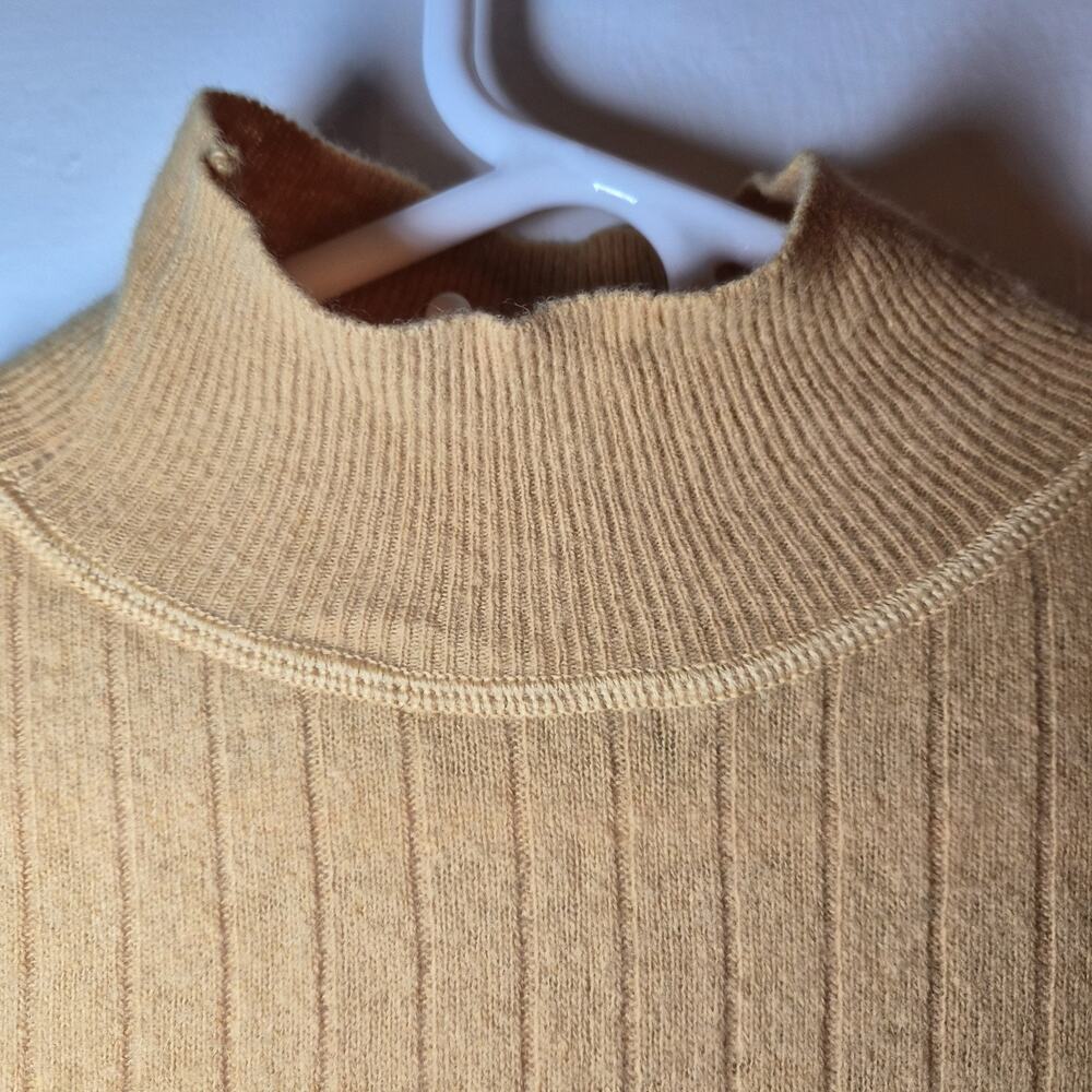 The Limited Italy Wool Blend Ribbed Mock Neck Sweater Camel Tan‎ Size Med - Picture 3 of 8